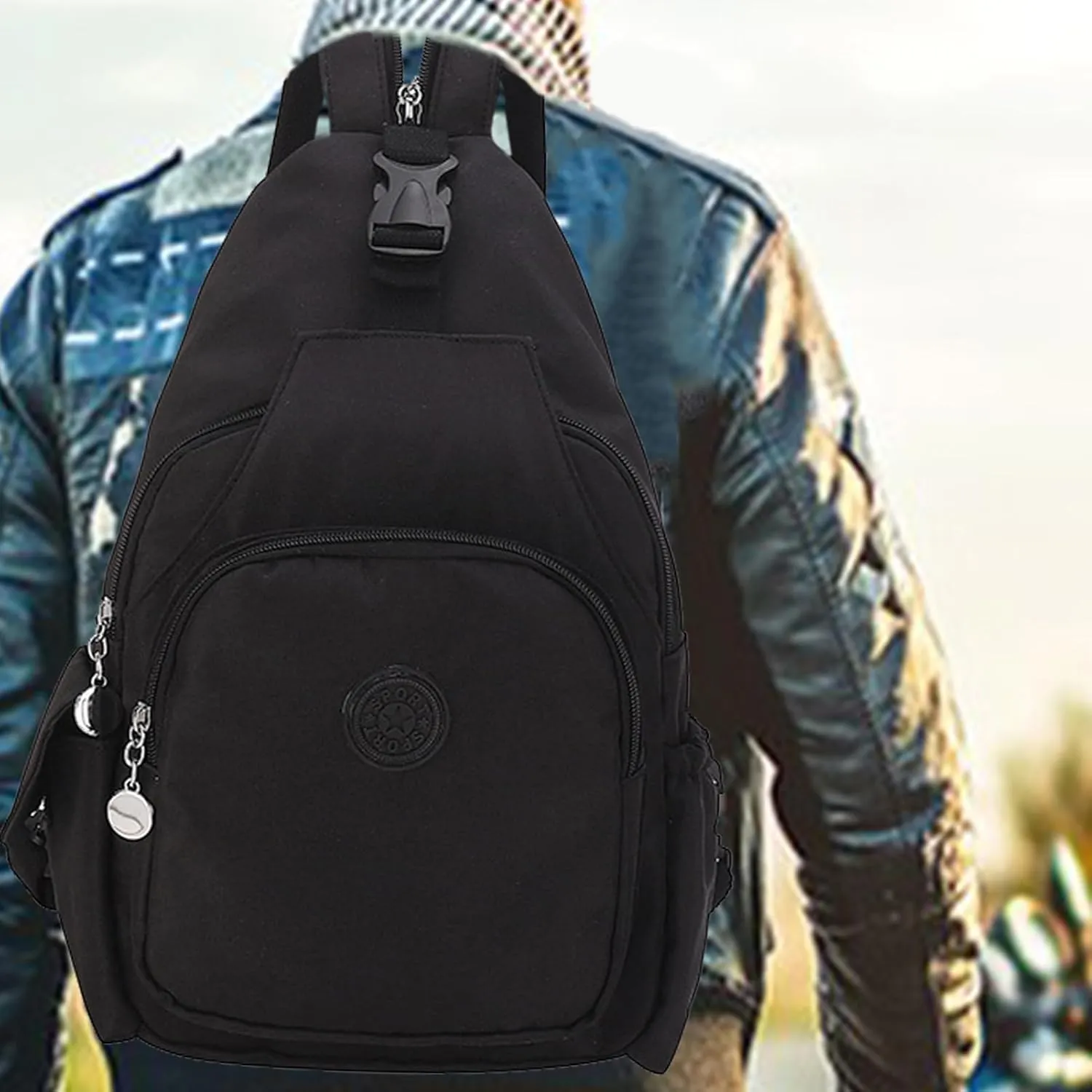 Travel Sling Backpack, Waterproof Large Capacity Sling Backpack, Large Capacity Changeable Shoulder Bag For Hiking Sports With Pockets