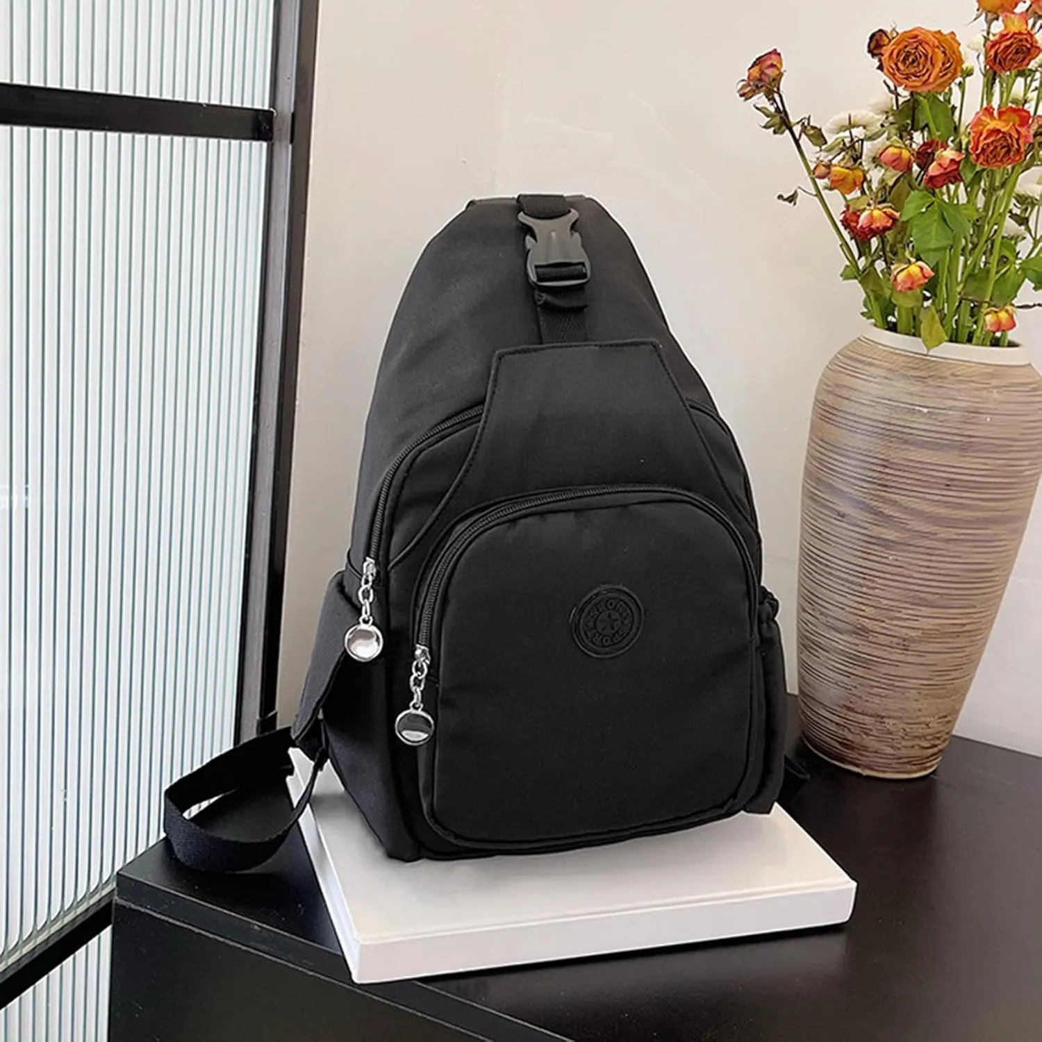 Travel Sling Backpack, Waterproof Large Capacity Sling Backpack, Large Capacity Changeable Shoulder Bag For Hiking Sports With Pockets