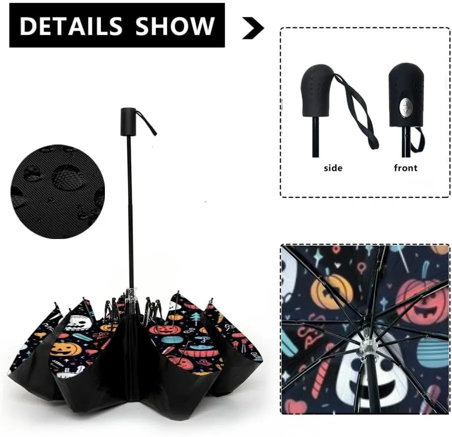 Travel Umbrella for Rain Windproof Cloisonne and evening sky inspired tile Automatic Cute Portable Compact Umbrella for Women Purse Backpack Car Black Sun UV Protection