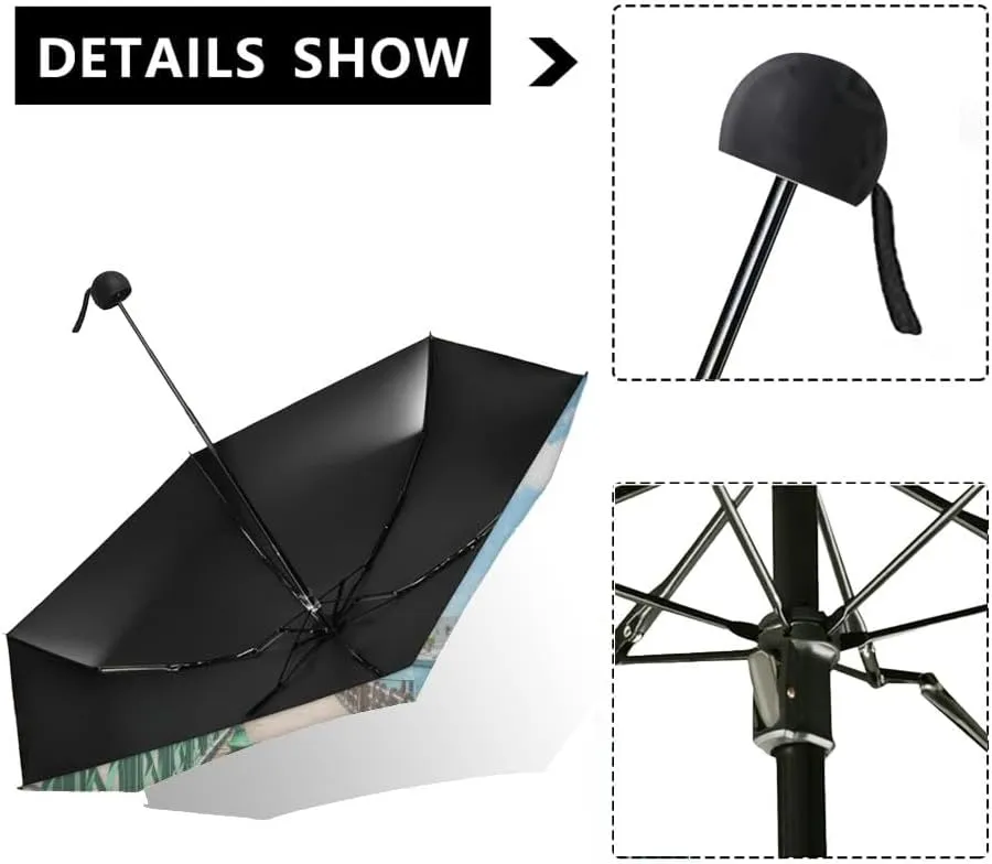Travel Umbrella for Rain Windproof Evening view Dablam Automatic Cute Portable Compact Umbrella for Women Purse Backpack Car Black Sun UV Protection