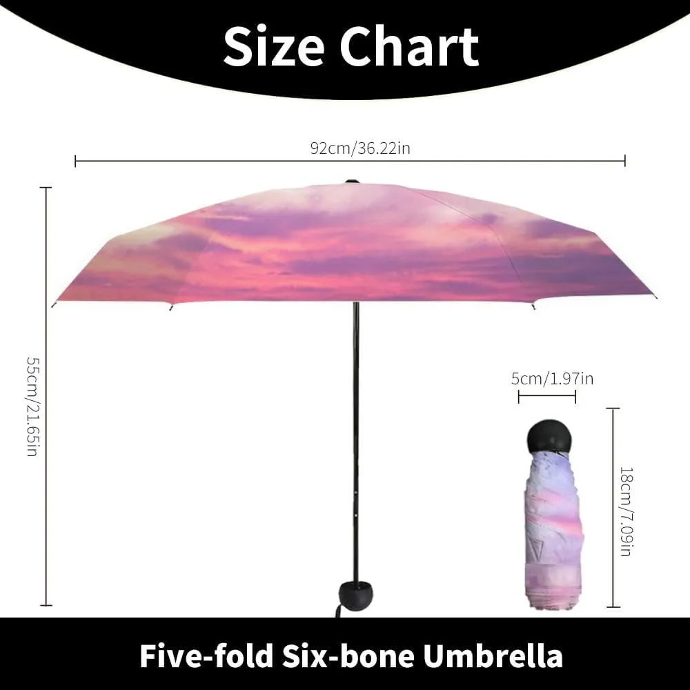 Travel Umbrella for Rain Windproof Sky Cloud Sky Cloudscape Sunset Overcast Automatic Cute Portable Compact Umbrella for Women Purse Backpack Car Black Sun UV Protection