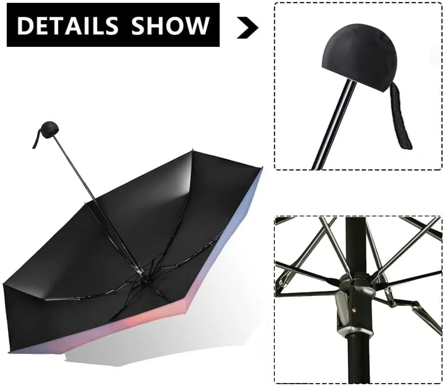Travel Umbrella for Rain Windproof Sky Cloud Sky Cloudscape Sunset Overcast Automatic Cute Portable Compact Umbrella for Women Purse Backpack Car Black Sun UV Protection
