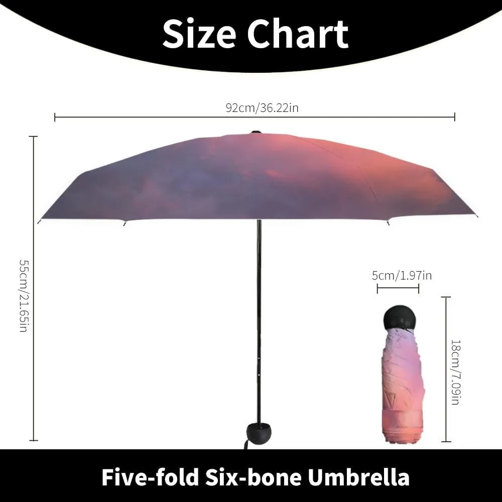 Travel Umbrella for Rain Windproof Sky Cloud Sky Cloudscape Sunset Overcast Automatic Cute Portable Compact Umbrella for Women Purse Backpack Car Black Sun UV Protection
