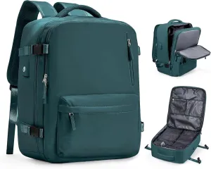 Travel Vacuum Backpack for Women Men, 33L Large Carry on Luggage Flight Approved, 18x14x8 IN Personal Item Travel Bag with Wet Dry Separation Pocket USB Charging, Peacock Blue