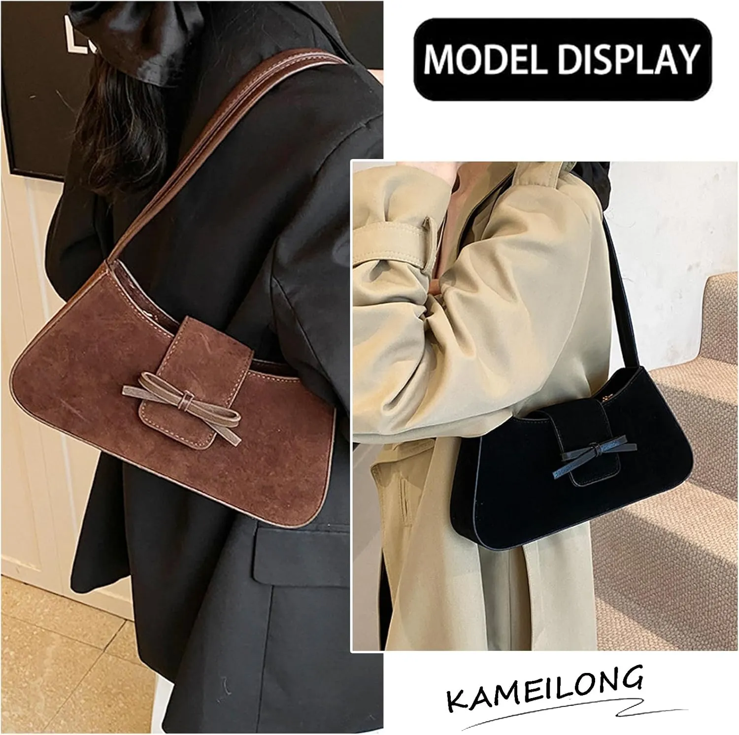 Trendy Red Shoulder Bag for Women Patent Leather Hobo Handbags Y2K Purses Clutch Bag Cute Bow Purse