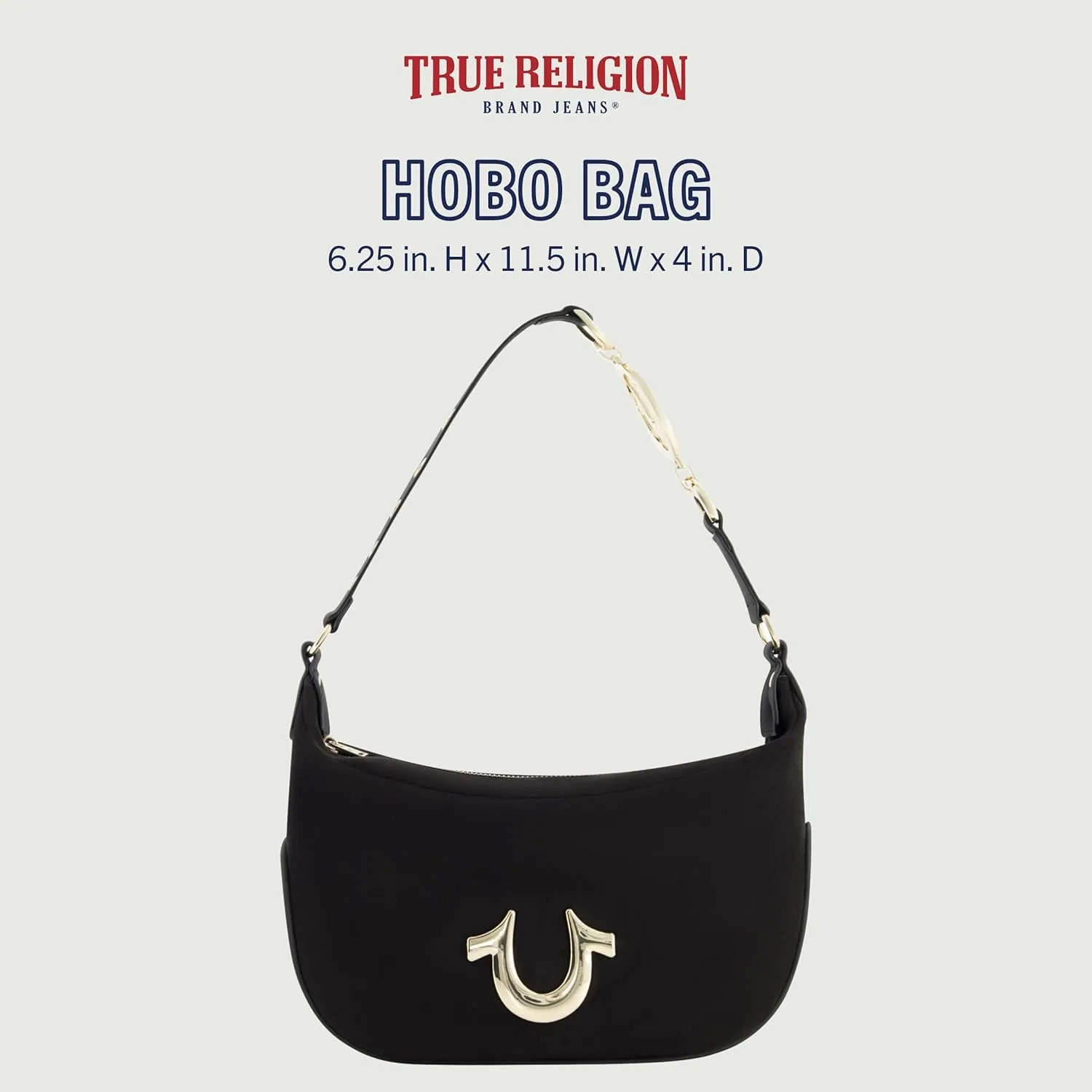 True Religion Women's Shoulder Bag Purse, Hobo Handbag with Eyelet Strap