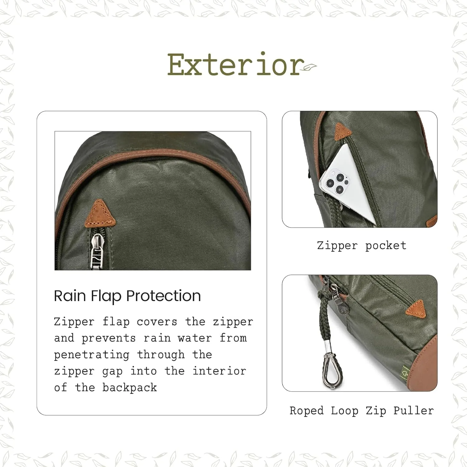 TSD Brand Urban Light Sling Bag | Coated Cotton Canvas, Genuine Leather Accents, Retro Design, Adjustable Strap