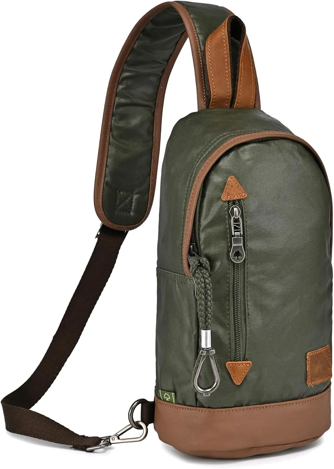 TSD Brand Urban Light Sling Bag | Coated Cotton Canvas, Genuine Leather Accents, Retro Design, Adjustable Strap