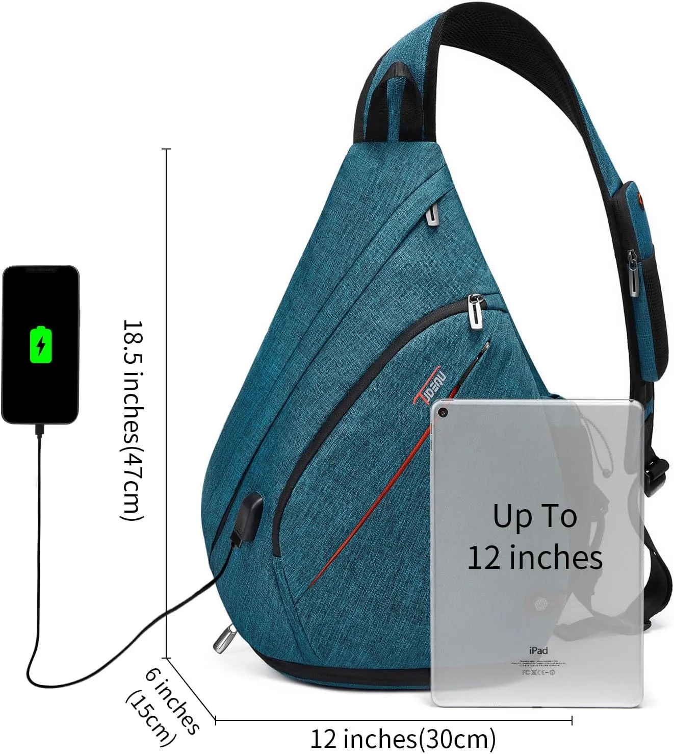 TUDEQU Sling backpack, 8 Pockets Sling Bag Crossbody, 19L Large Sling Bag for Men Travel Crossbody Backpack Hiking Outdoor