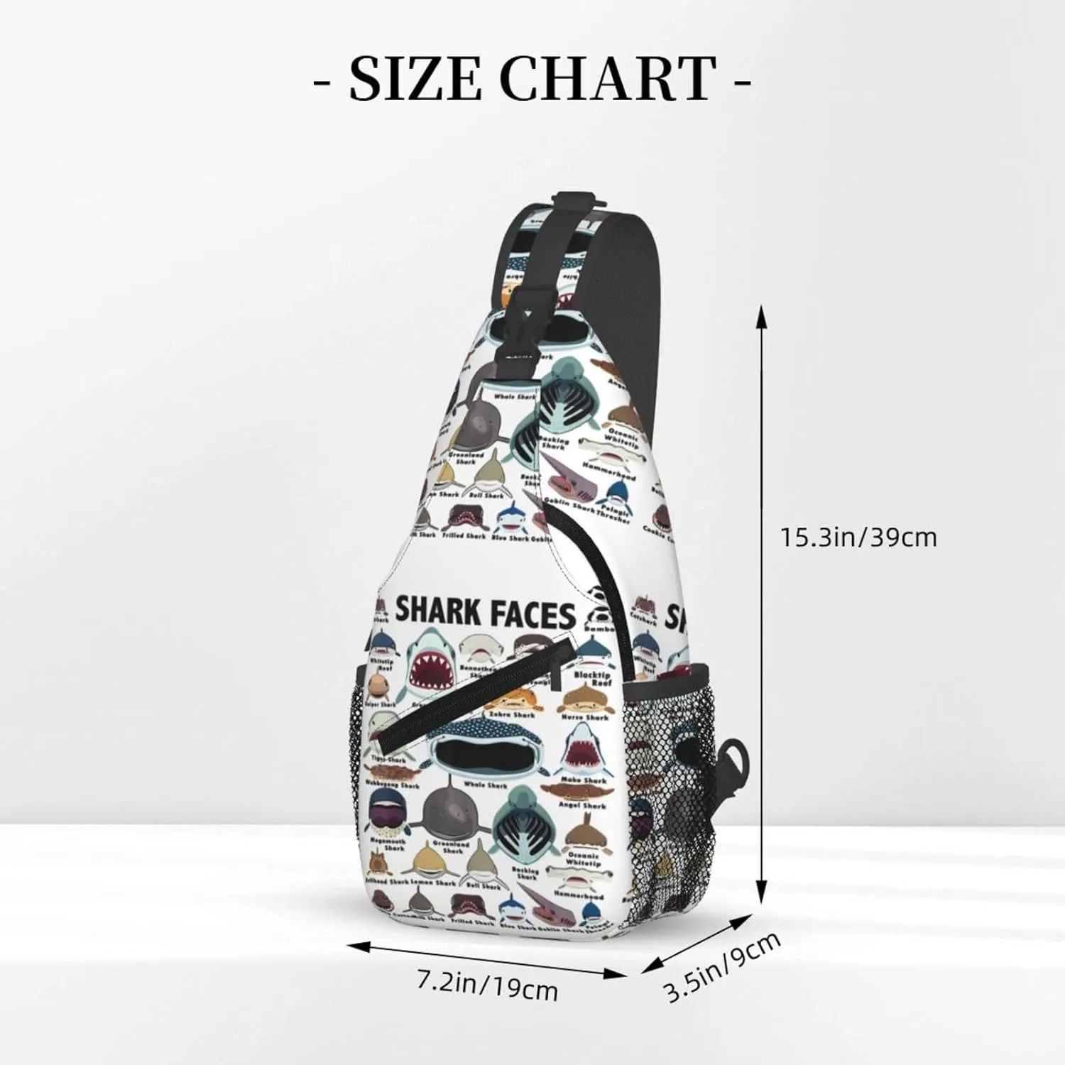 Types Of Shark Identification Shark Faces Chest Sling Bag Crossbody Shoulder Backpack Bag Gym Cycling Travel Hiking Daypack Cross Bag