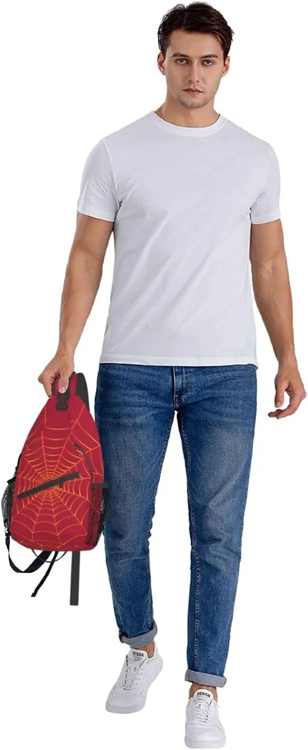 Unisex Crossbody Bag Red Sling Bag for Men Women Mini One Shoulder Chest Bag Gym Sport Travel Hiking