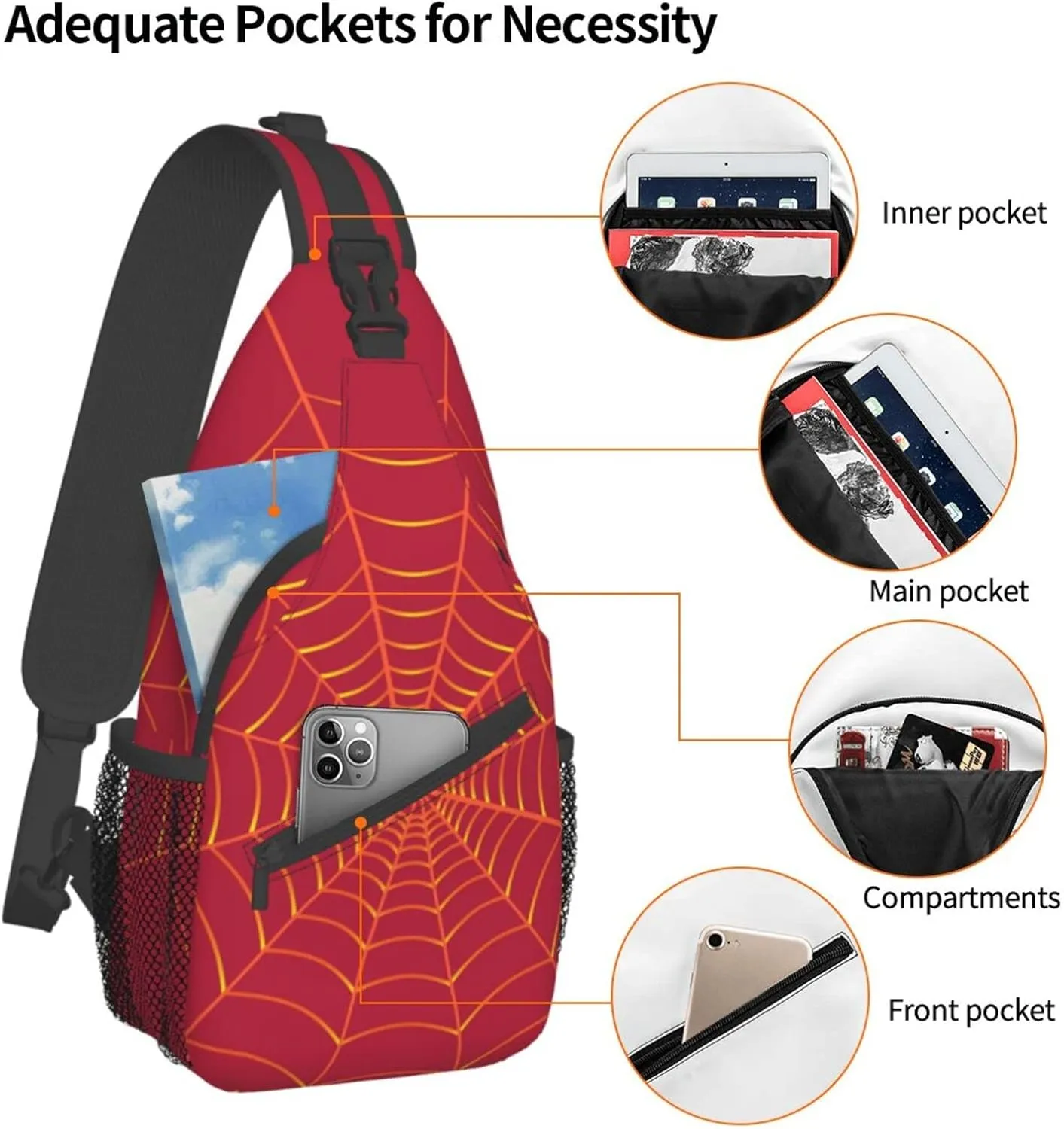 Unisex Crossbody Bag Red Sling Bag for Men Women Mini One Shoulder Chest Bag Gym Sport Travel Hiking