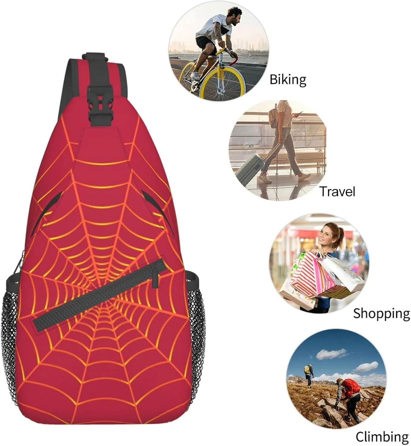 Unisex Crossbody Bag Red Sling Bag for Men Women Mini One Shoulder Chest Bag Gym Sport Travel Hiking