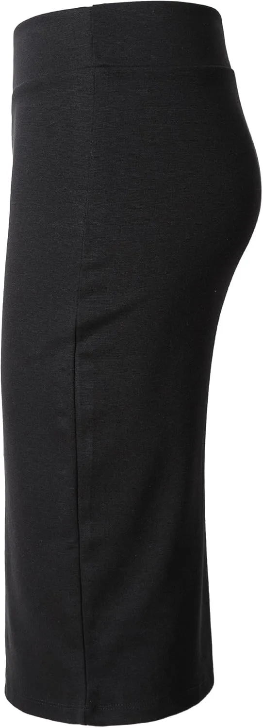 Urban CoCo Women's Elastic Waist Stretch Bodycon Midi Pencil Skirt
