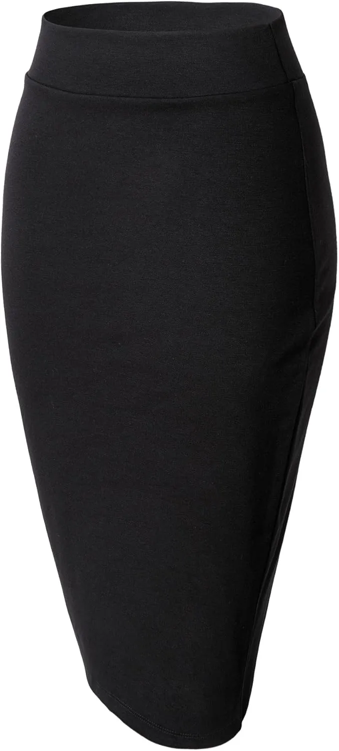 Urban CoCo Women's Elastic Waist Stretch Bodycon Midi Pencil Skirt