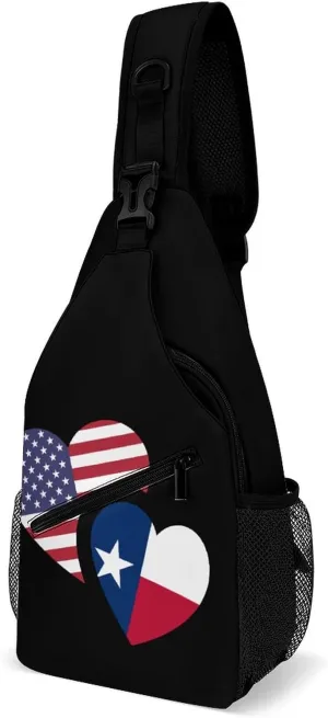 US Texas Flag Crossbody Sling Bag for Men Women Lightweight Chest Bag Sling Backpack for Hiking Travel