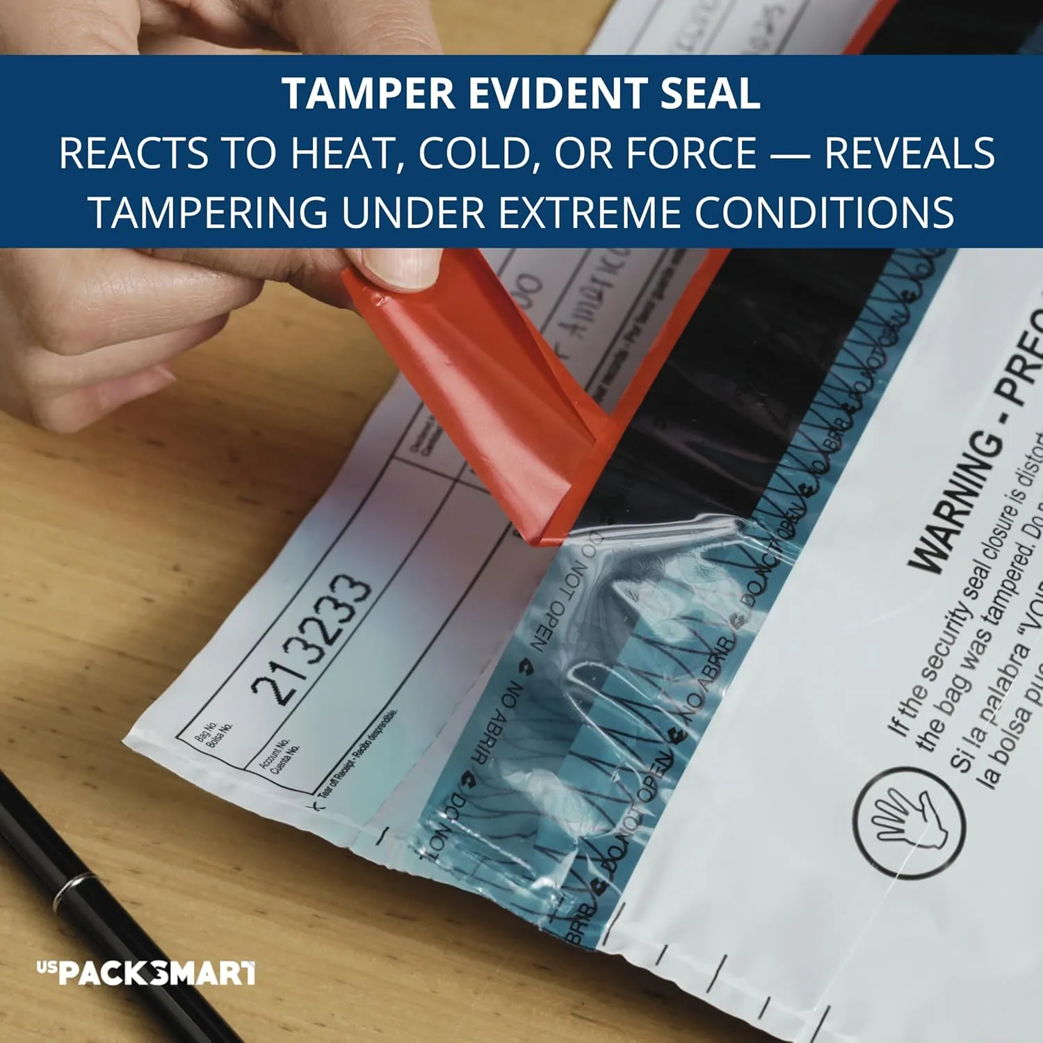 USPACKSMART 10"x13" Opaque Plastic Deposit Bags with Security Tape Tamper Evident - Secure Bank Deposits, Cash Handling, & Currency Transport | Self-Sealing Tape with Hidden Graphics | 100-Pack
