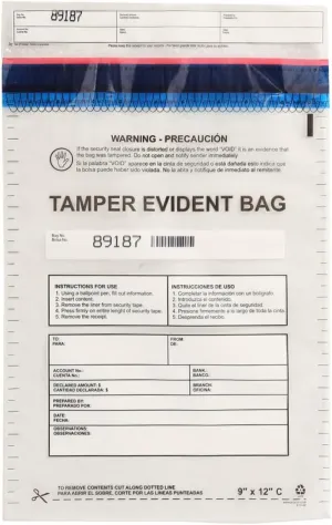 USPACKSMART 9”x12" Clear Plastic Deposit Bags with Security Tape Tamper Evident - Secure Bank Deposits, Cash Handling, & Currency Transport | Self-Sealing Tape with Hidden Graphics | 100-Pack