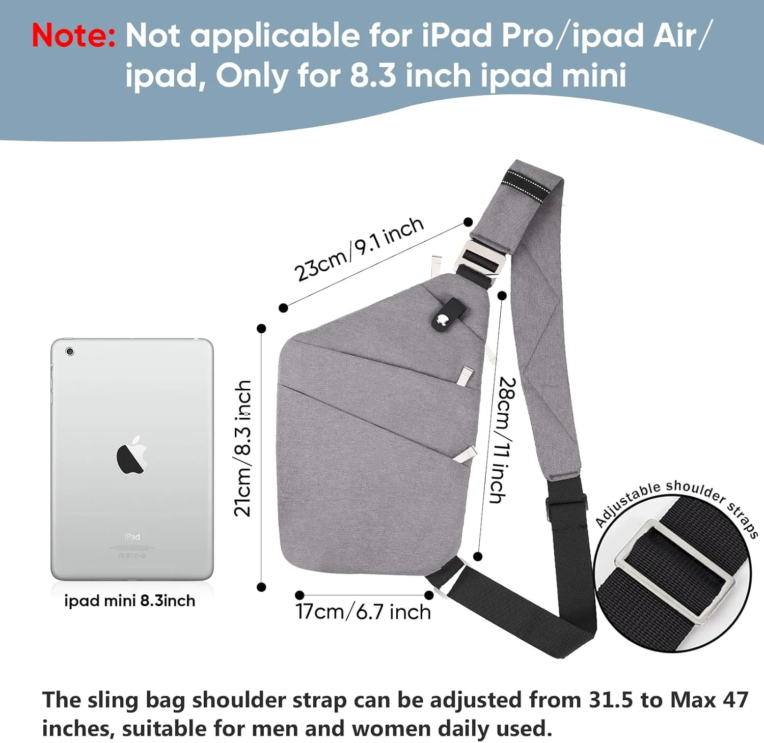 VADOO Anti-theft Crossbody Bags for Women, Shoulder Sling Bag for Men Lightweight Chest Bag for Travel Sport
