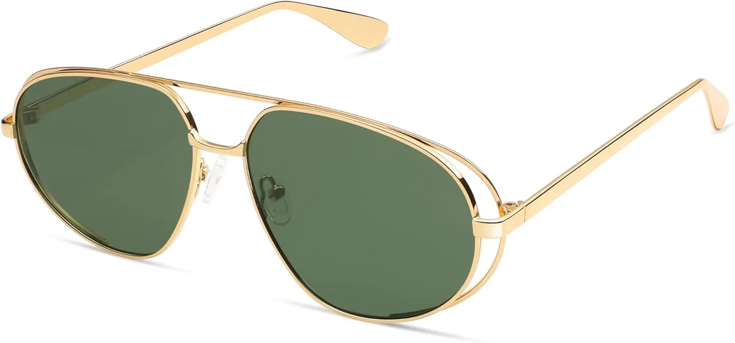 VANLINKER Retro Polarized Aviator Sunglasses for Women Men Classic Trendy Driving Sunglasses Designer Metal Frame VL9837