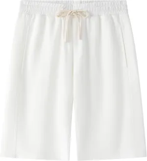 Vcansion Women's Elastic Waist Knee Length Casual Cotton Bermuda Shorts with Drawstring