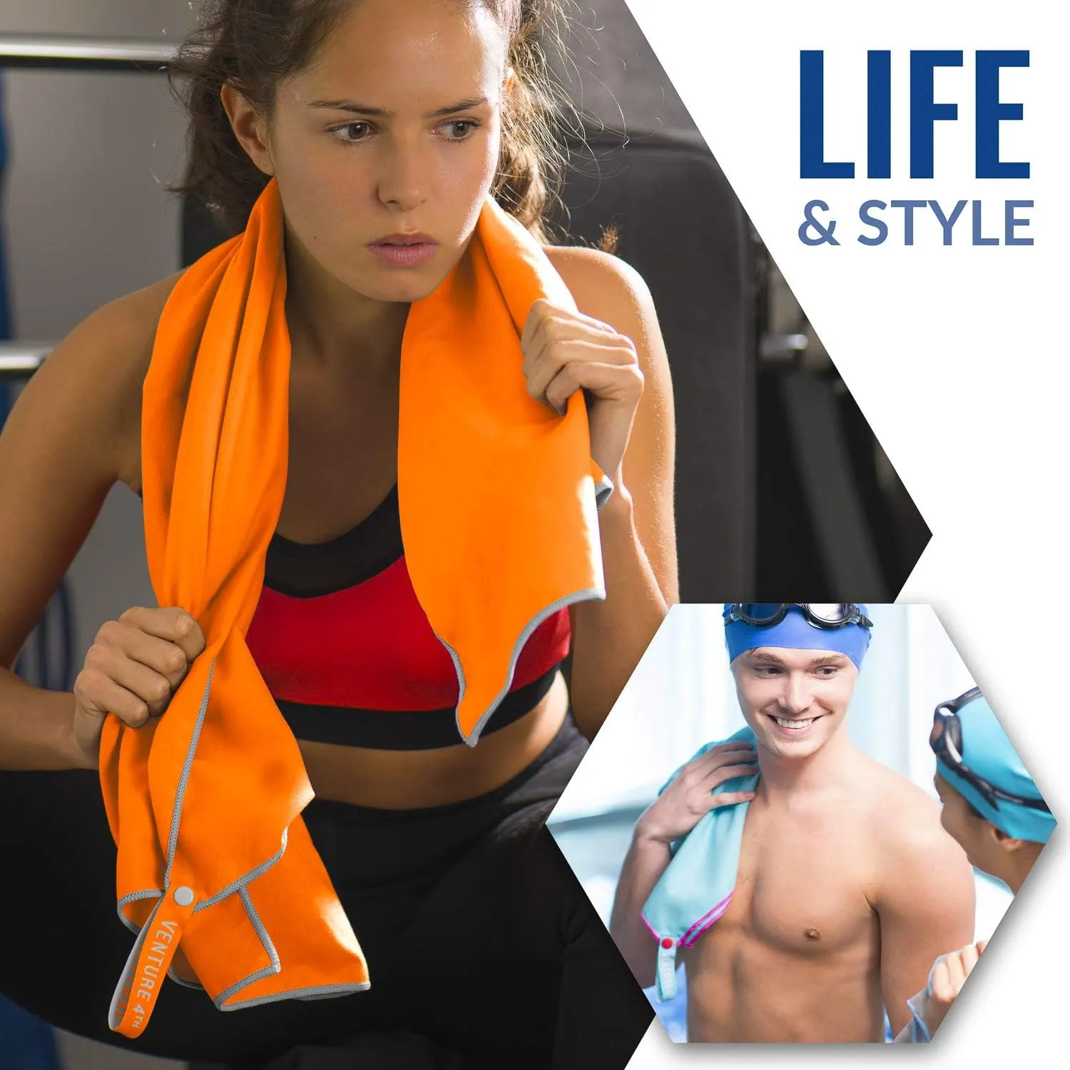 VENTURE 4TH Quick Dry Travel Towel - Fast Drying Ultra Soft Microfiber Towels - Essential for Camping, Backpacking, Yoga, Swimming, Gym, Sports and Beach - 3 Compact Sizes