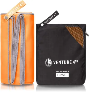 VENTURE 4TH Quick Dry Travel Towel - Fast Drying Ultra Soft Microfiber Towels - Essential for Camping, Backpacking, Yoga, Swimming, Gym, Sports and Beach - 3 Compact Sizes