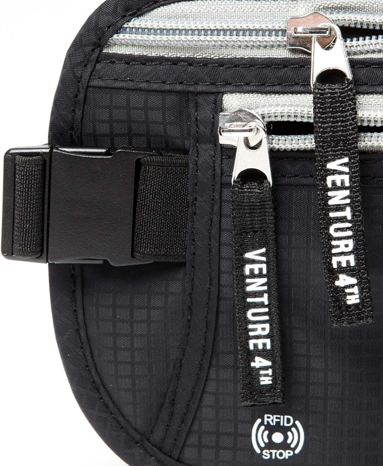 VENTURE 4TH Slim Minimalist Design RFID Money Belt with RFID Blocking Sleeves, for Men and Women – Ideal for Keeping Your Cash, Credit Card, Passport, Phone Secure When Traveling - Black