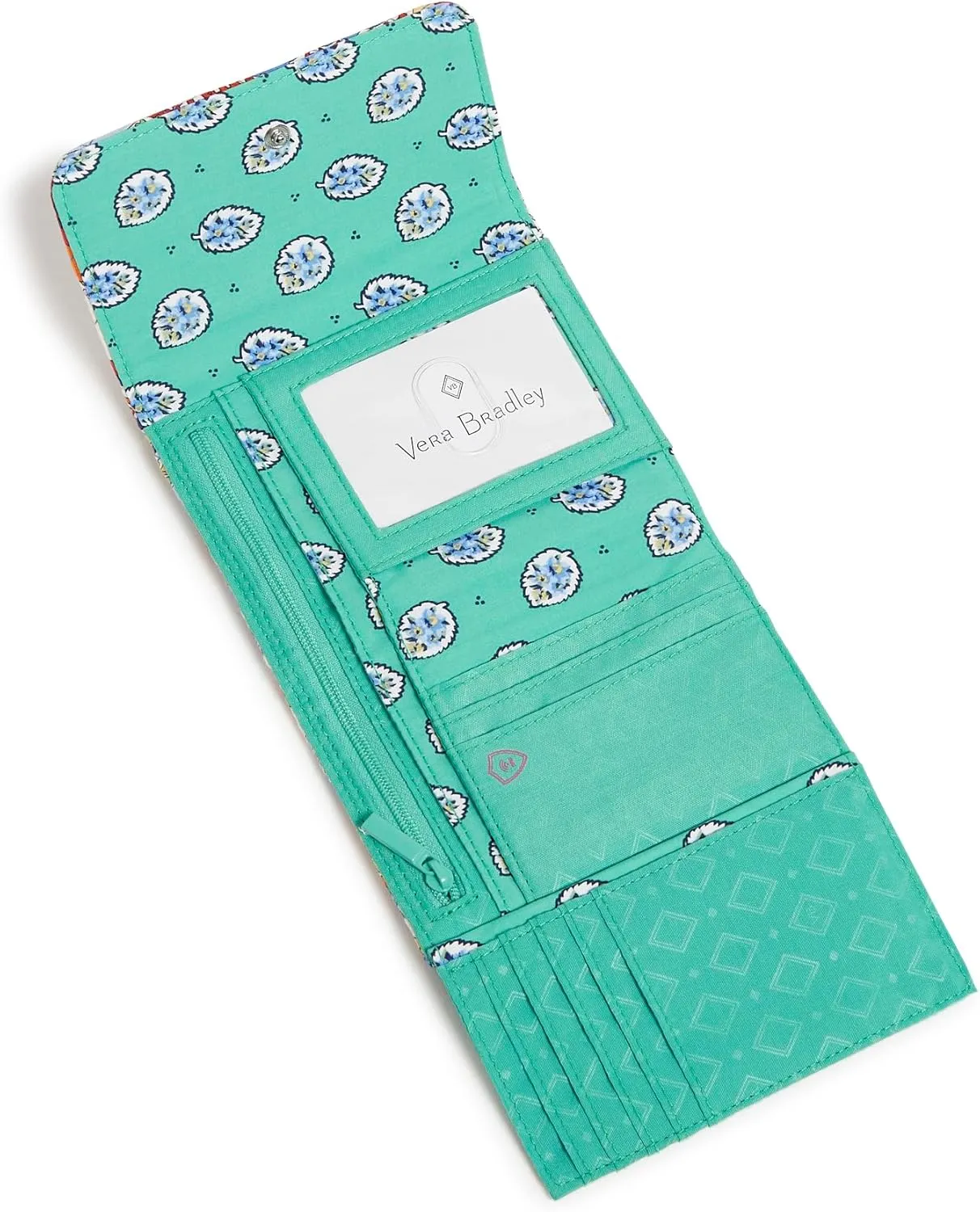 Vera Bradley Iconic RFID Riley Compact Wallet, Signature Cotton, Harbor Paisley