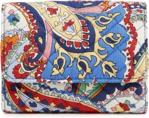 Vera Bradley Iconic RFID Riley Compact Wallet, Signature Cotton, Harbor Paisley