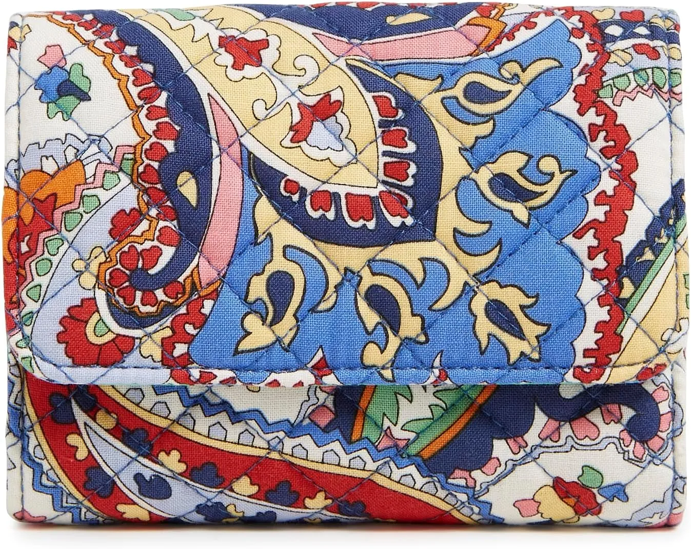 Vera Bradley Iconic RFID Riley Compact Wallet, Signature Cotton, Harbor Paisley
