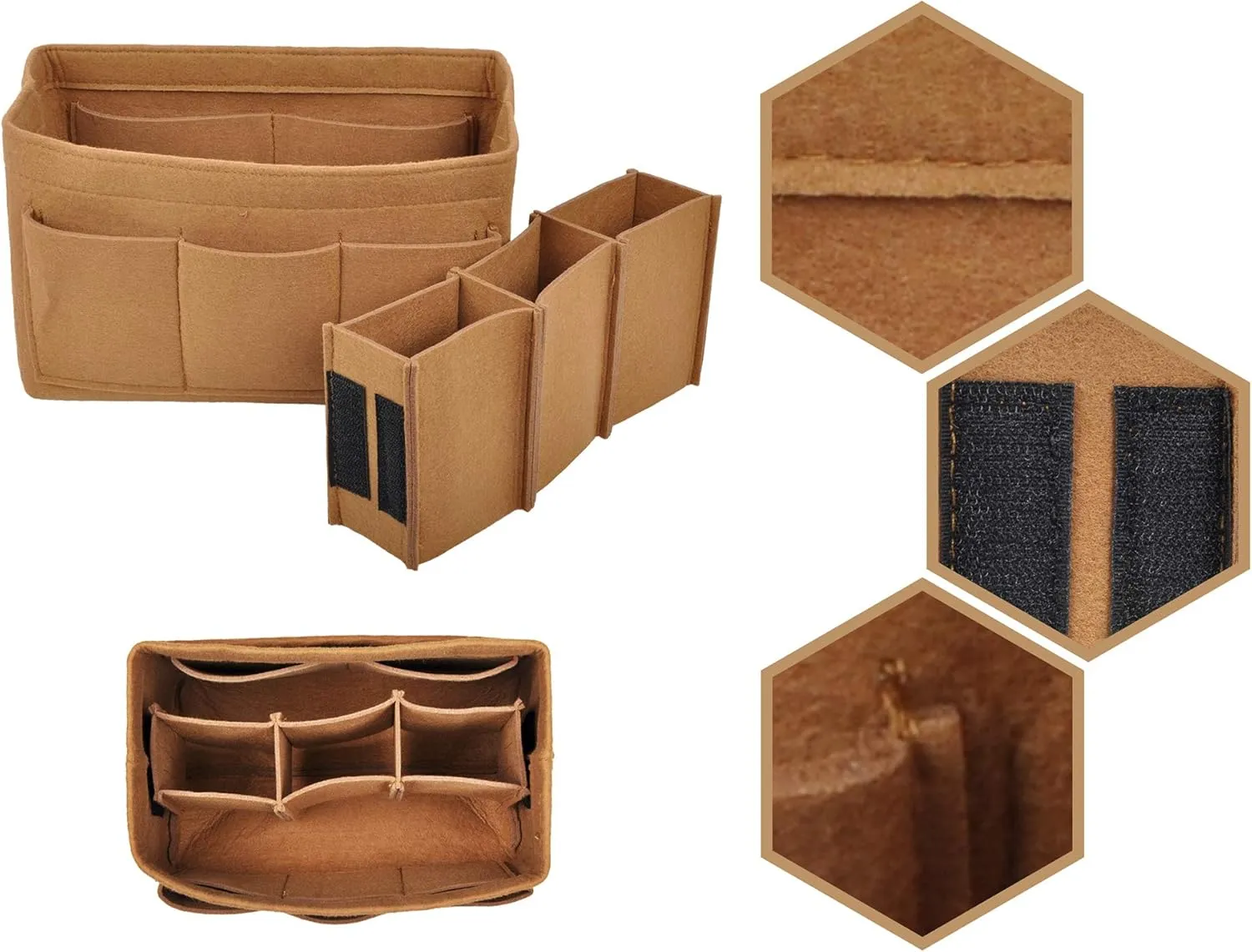 Vercord Felt Purse Organizer Handbag Insert Liner Shaper Bag in Bags for Speedy Neverfull Tote Brown Xlarge