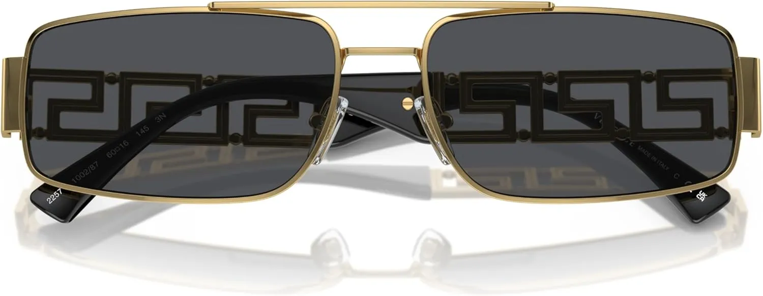 Versace Man Sunglasses Gold Frame, Dark Grey Lenses, 60MM