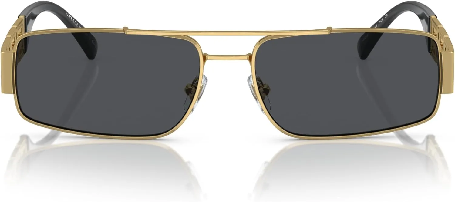 Versace Man Sunglasses Gold Frame, Dark Grey Lenses, 60MM