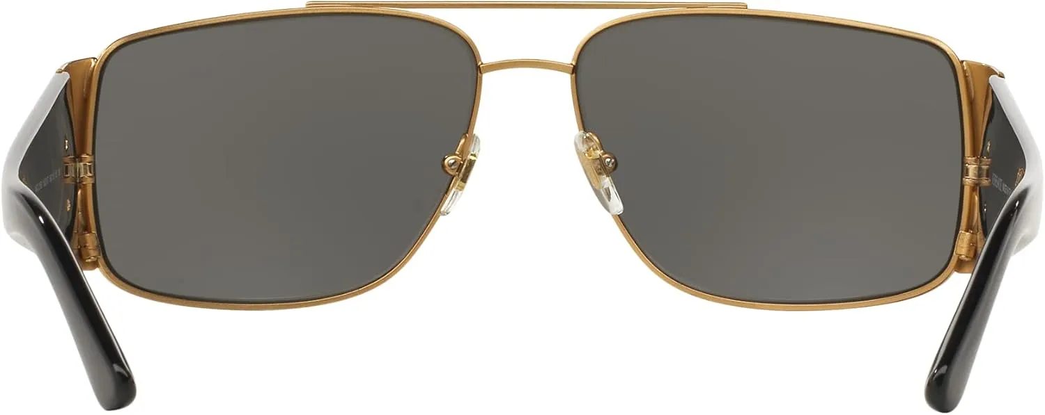 Versace Man Sunglasses Gold Frame, Dark Grey - Polar Lenses, 63MM