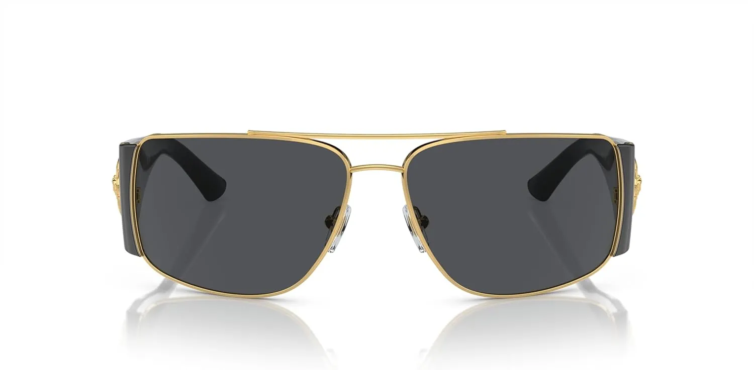 Versace Man Sunglasses Gold Frame, Dark Grey - Polar Lenses, 63MM