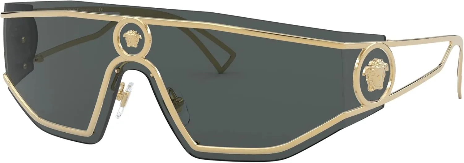 Versace VE 2226 100287 Gold Metal Shield Sunglasses Grey Lens
