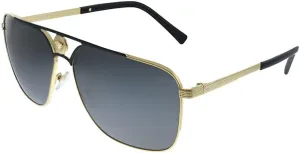 Versace VE 2238 143687 Gold/Matte Black Metal Rectangle Sunglasses Grey Lens