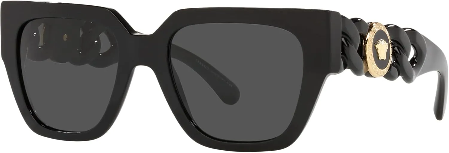 Versace Woman Sunglasses Black Frame, Dark Grey Lenses, 53MM