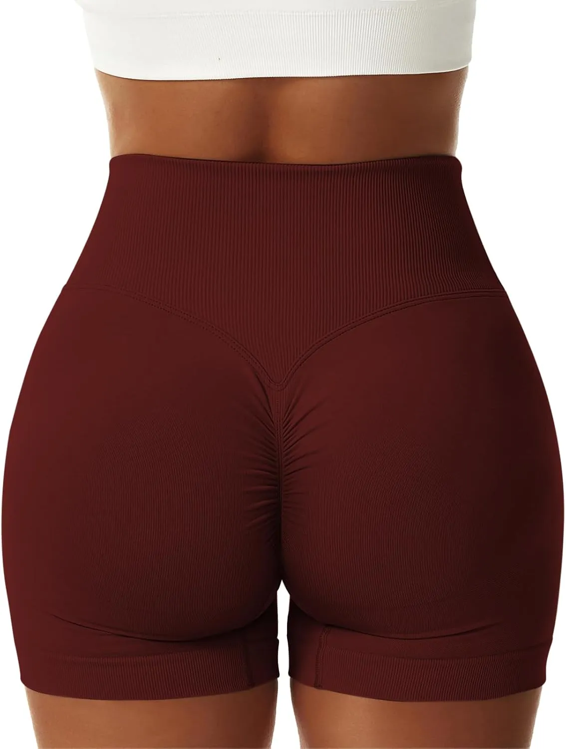 Vertvie Women's Workout Gym Shorts Booty V Cross Spandex Yoga Biker Shorts Scrunch Butt High Waisted Athletic Leggings