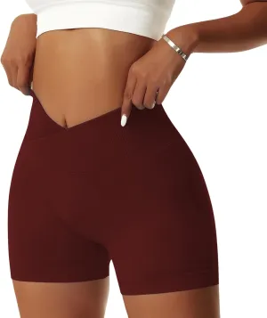 Vertvie Women's Workout Gym Shorts Booty V Cross Spandex Yoga Biker Shorts Scrunch Butt High Waisted Athletic Leggings