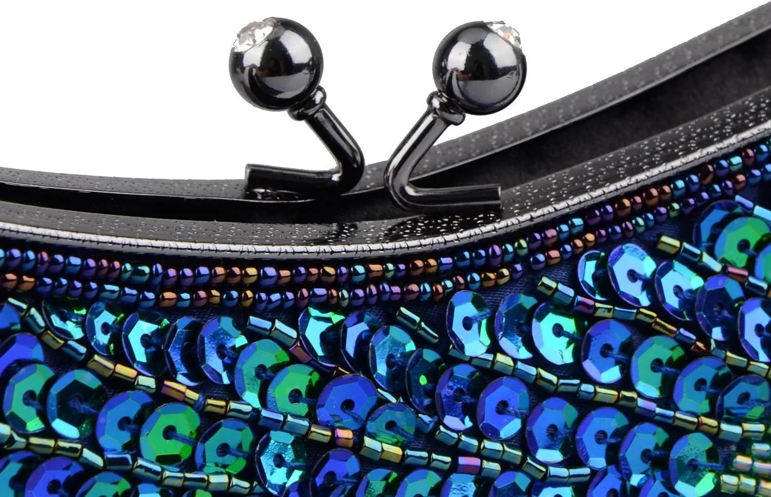 Vintage Beaded Sequin Peacock Clutch Purse Evening Bags (Blue)