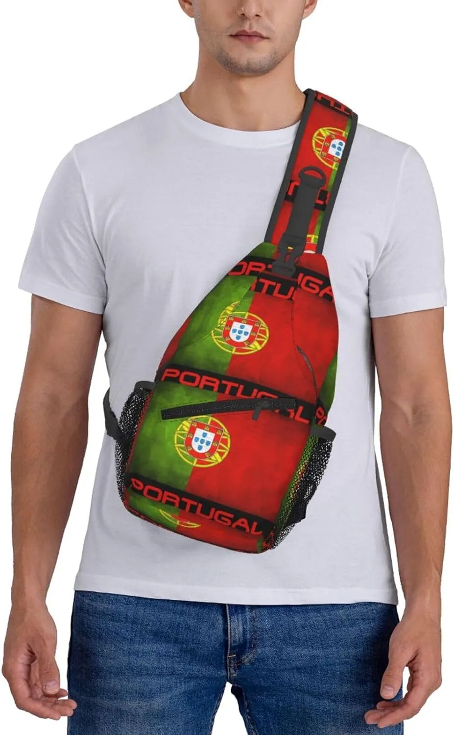 Vintage Portugal Portuguese Flag Chest Sling Bag Crossbody Shoulder Backpack Bag Gym Cycling Daypack Travel Hiking Cross Bag