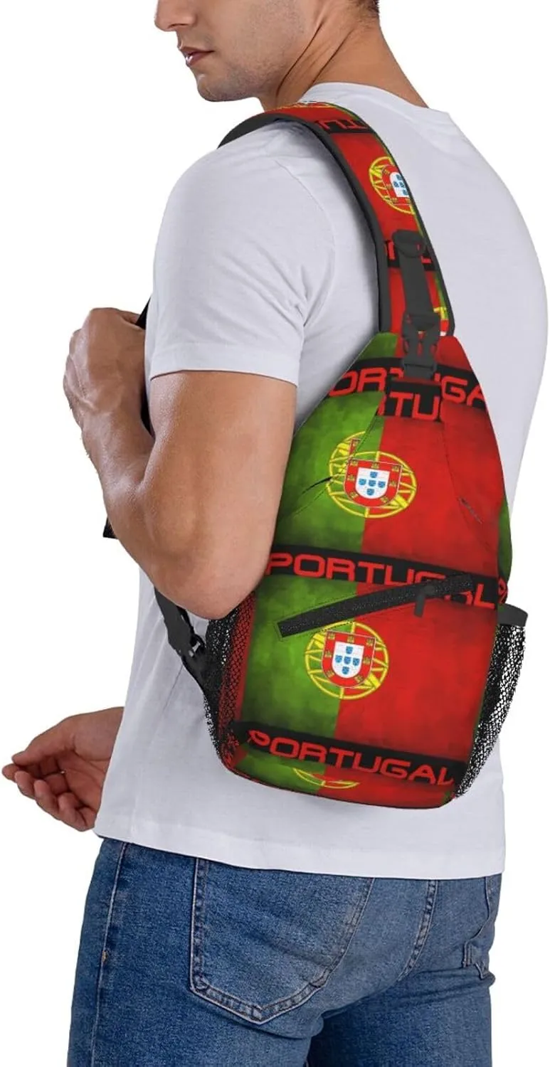 Vintage Portugal Portuguese Flag Chest Sling Bag Crossbody Shoulder Backpack Bag Gym Cycling Daypack Travel Hiking Cross Bag