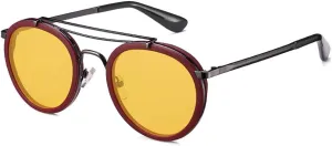 Vintage Steampunk Double Bridge Round Polarized Sunglasses Designer Metal Frame For Women Men