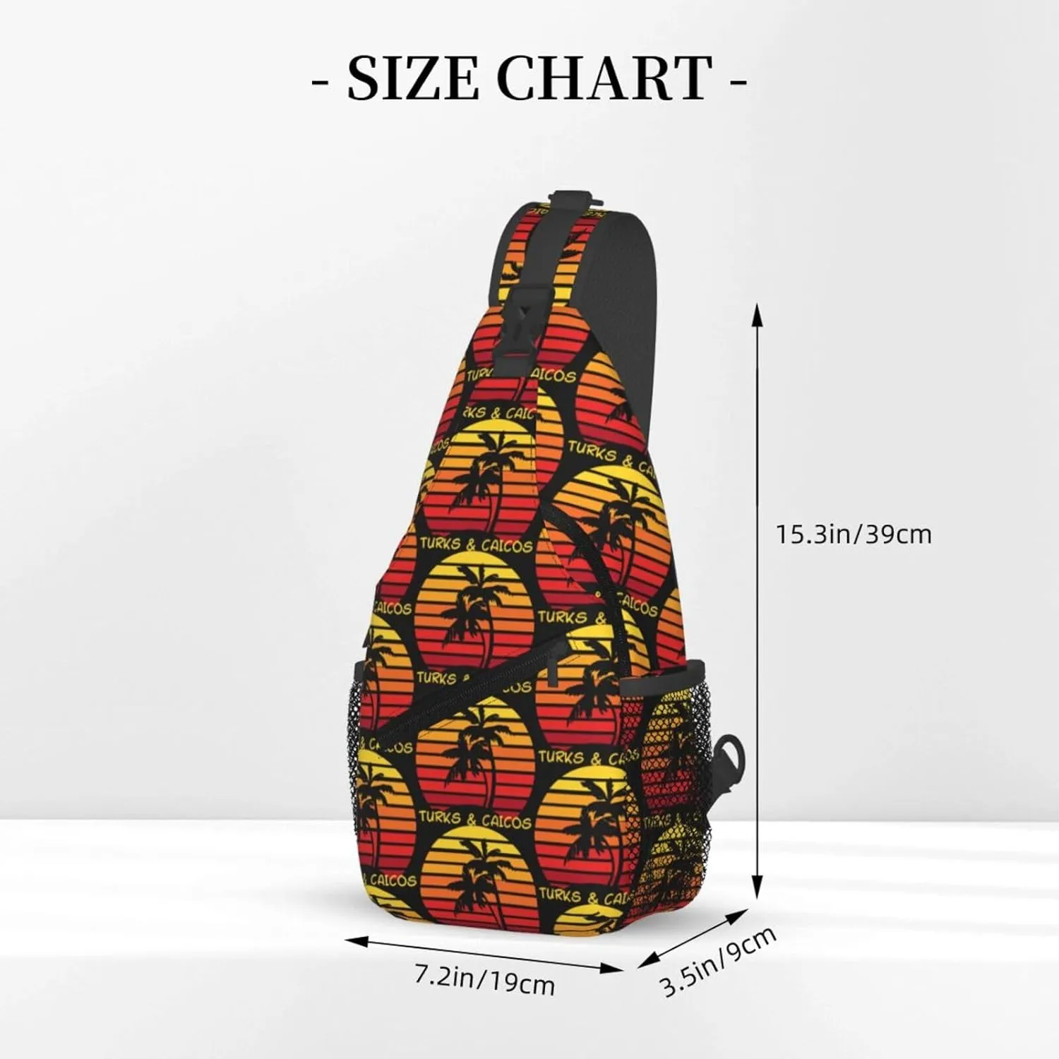 Vintage Turks And Caicos Islands Flag Sunset Ocean Chest Sling Bag Crossbody Shoulder Backpack Bag Gym Cycling Travel Hiking Daypack Cross Bag