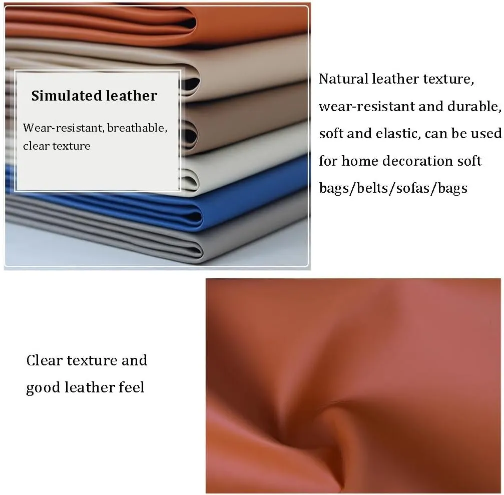 Vinyl Fabric, Marine Faux Leather Upholstery, for Upholstery Crafts, DIY Sewings, Sofa, Handbag, Earrings, Hair Bows Decorations (Dark Beige 54.3'' X 39.4'' inch 1Ft)(Khaki 2,1.38X5m)