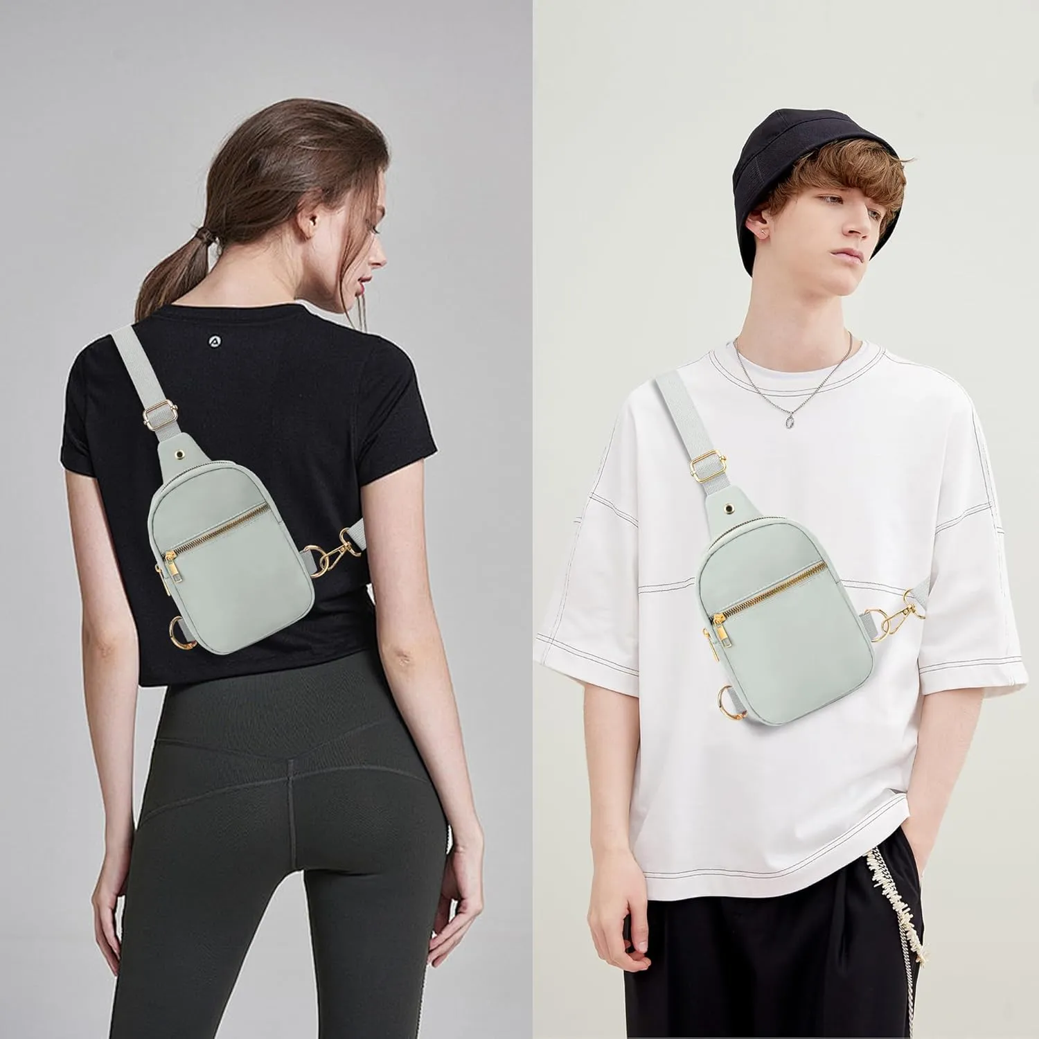 VOROLO Large Sling Bag,Crossbody Bags For Women and Men with Ajustable Strap Cross body Bag Light Grey
