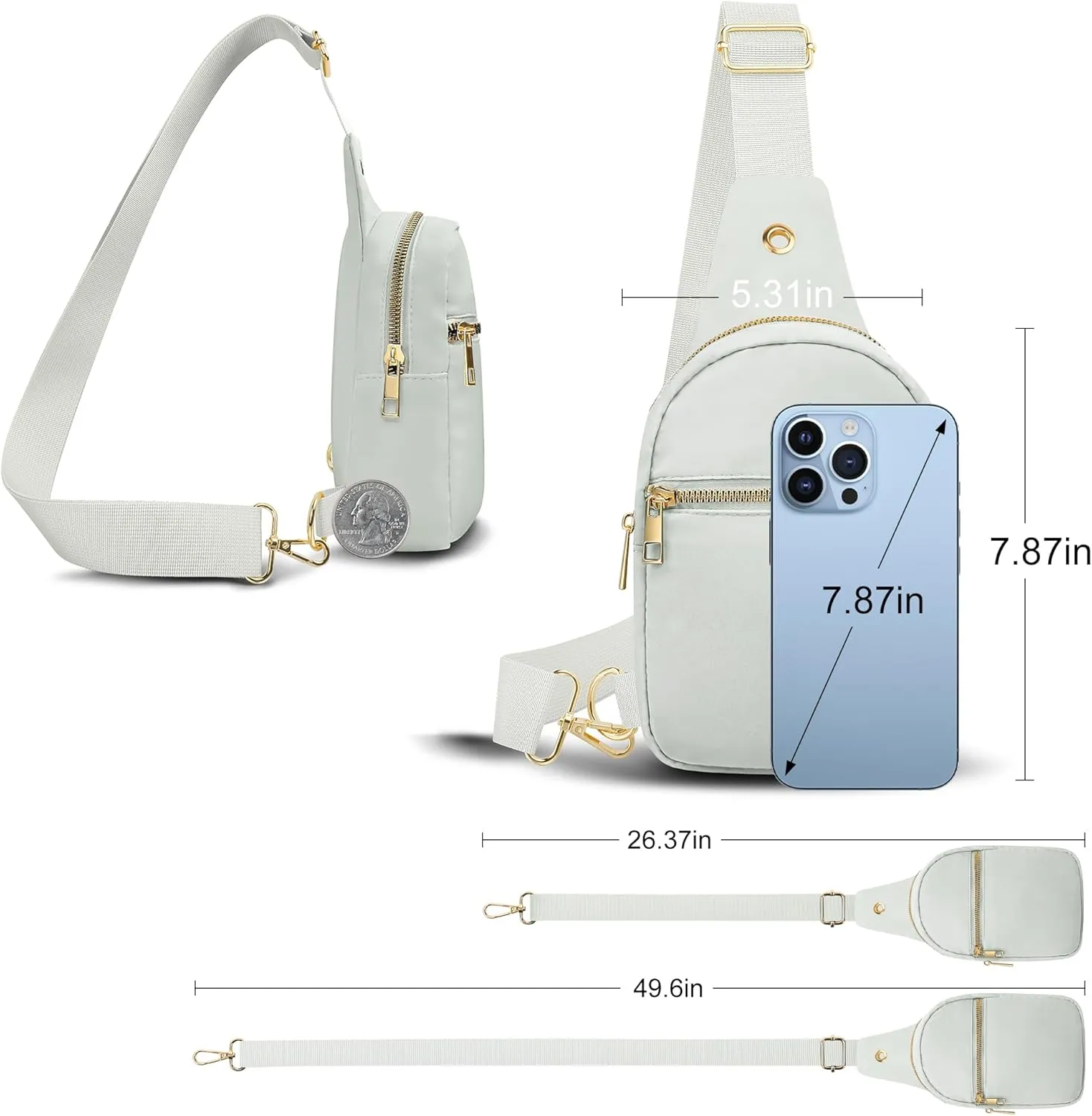 VOROLO Large Sling Bag,Crossbody Bags For Women and Men with Ajustable Strap Cross body Bag Light Grey