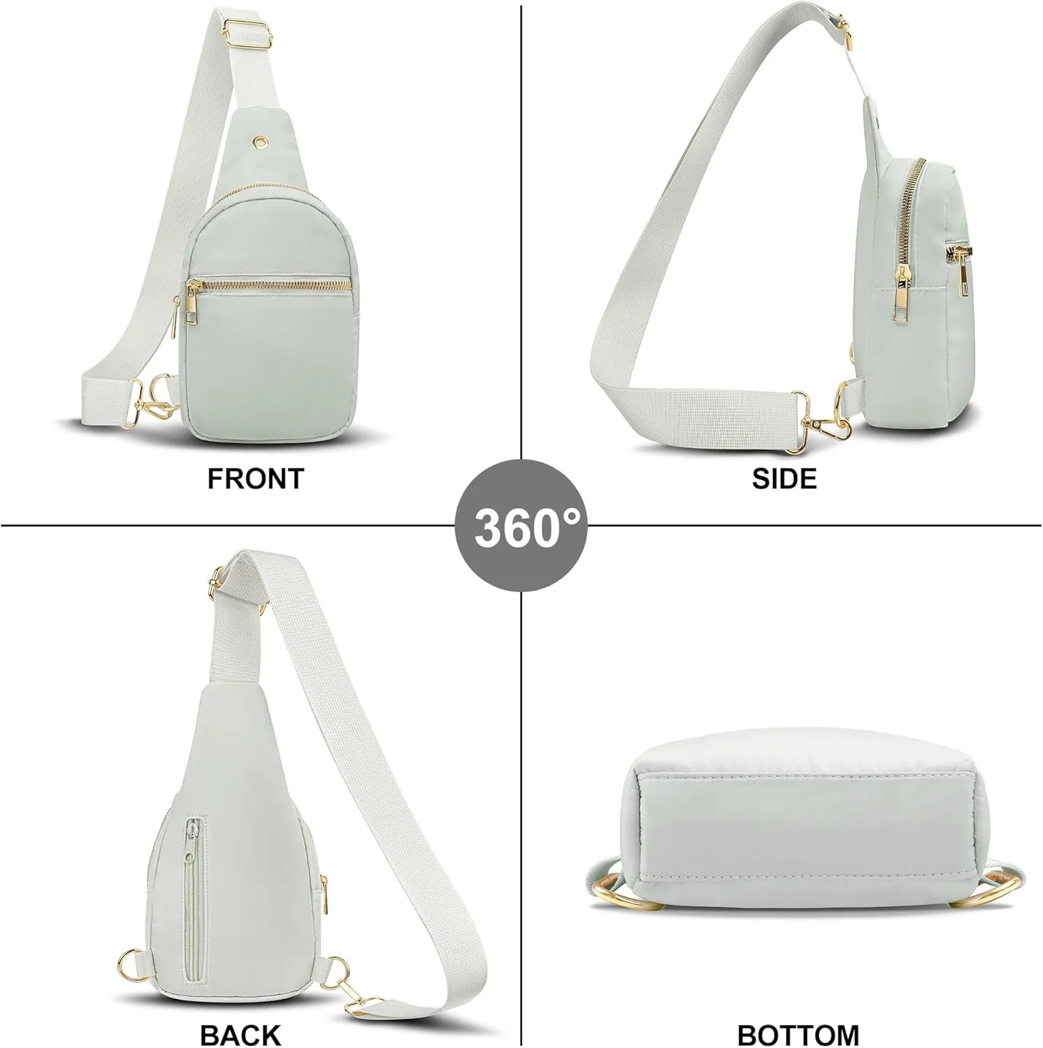 VOROLO Large Sling Bag,Crossbody Bags For Women and Men with Ajustable Strap Cross body Bag Light Grey